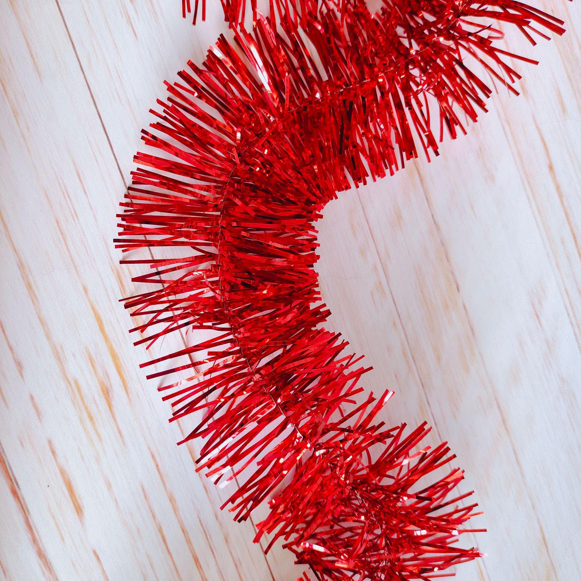 批发 跨境圣诞节装饰纯色细丝彩条结婚庆楼梯布置节日毛条彩带2米