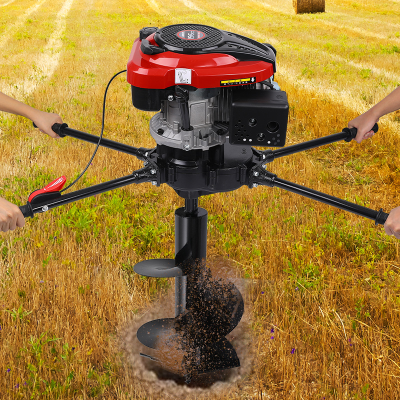 大功率地钻机挖坑钻孔机单人农用汽油打桩钻土栽树种植电杆打洞机