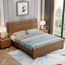 网红新中式实木床1.8米大床1.5M双人床经济型简约现代家具主卧室