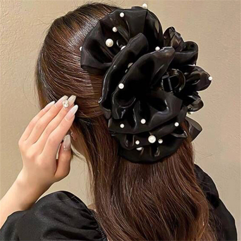 跨境春季新款饰品气质高级感仙气珍珠大号抓夹女后脑勺盘发抓夹女