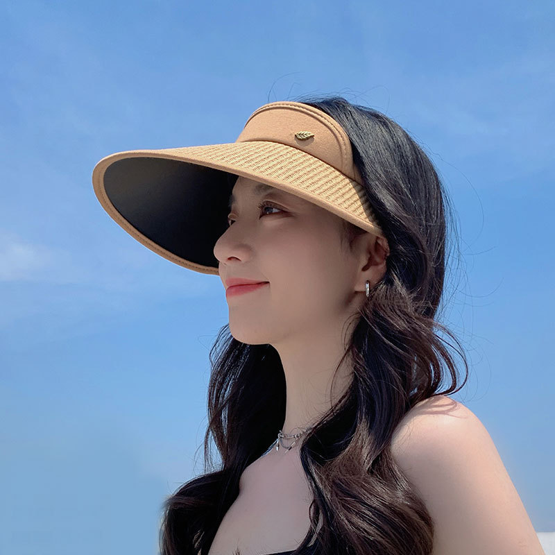 Korean New Straw Hat Female Summer Sun Hat Beach Vacation Topless Hat Sun Protection Hat Female Cycling Outdoor Sun Hat