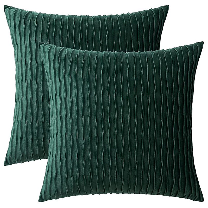 Amazon Light Luxury Sofa Pillow Cases Wholesale Solid Color Nordic Ins Throw Pillowcase Velvet Pleated Striped Pillow