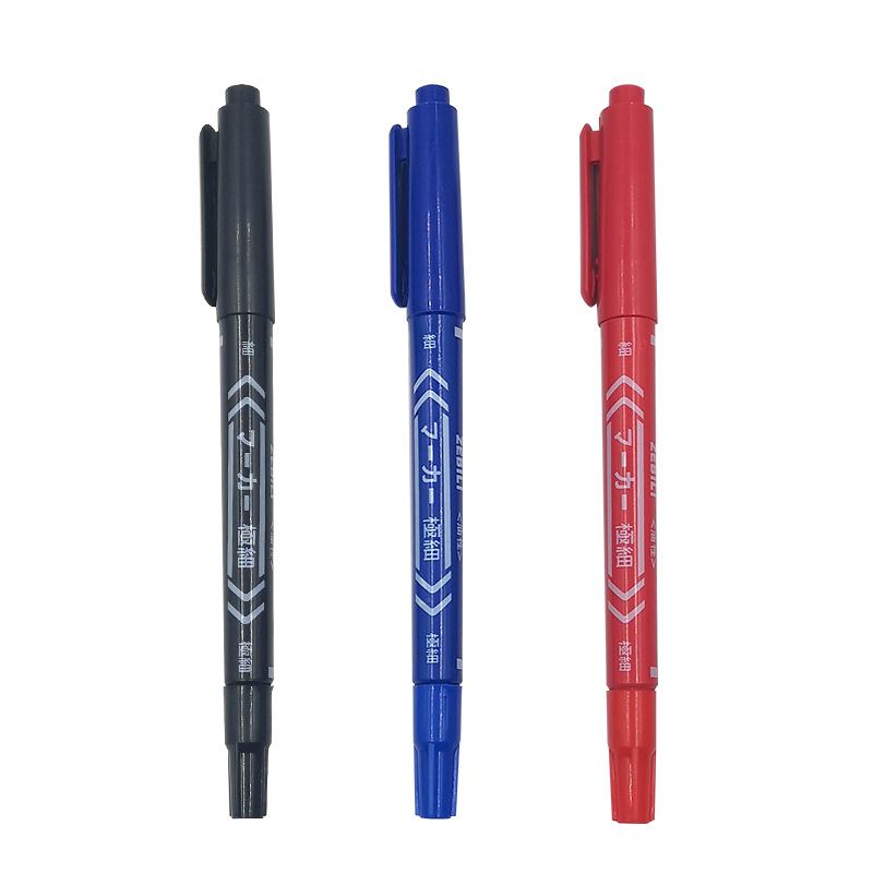 Cross-Border Amazon Marker Pen Double-Headed Suit Wholesale Oily Marking Pen Black Mark Pen Wholesale Customizable Logo