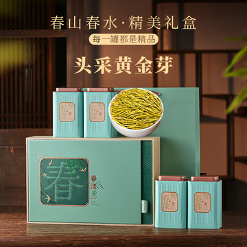 2024年新茶黄金芽茶叶新茶明前绿茶黄金叶茶叶礼盒装高档送人250g