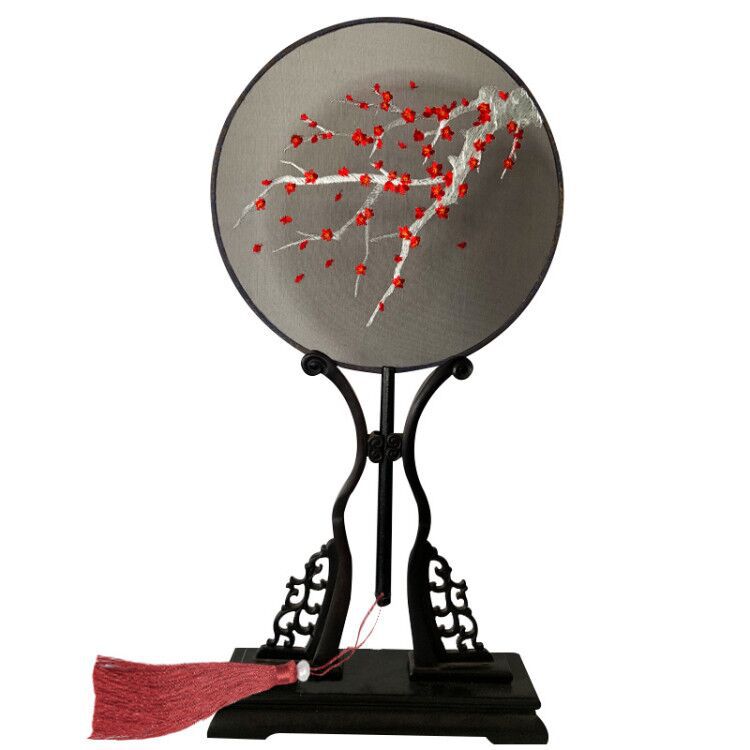 红梅扇子 画师原创团扇刺绣团扇女扇男扇折扇子预定链接