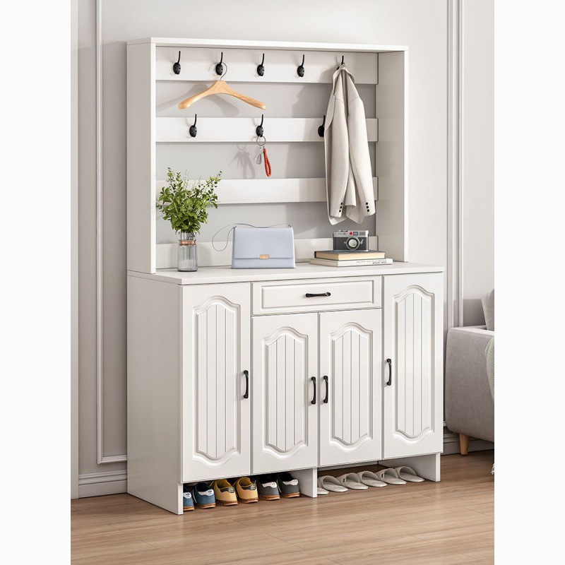 h娅1鞋柜家用门口2022新款大容量衣帽架柜一体入户门靠墙鞋架