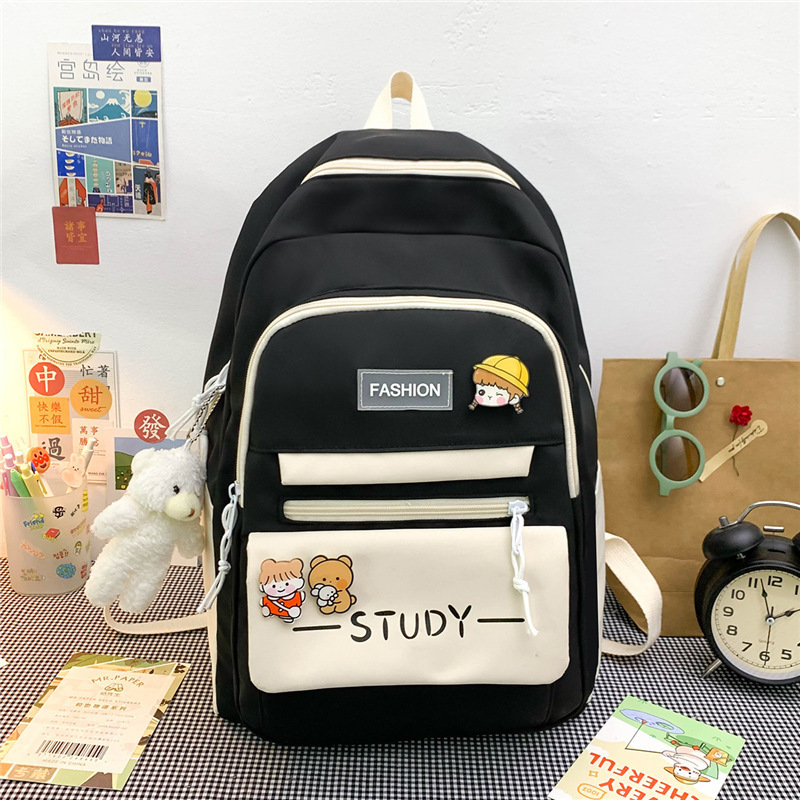 2022 Spring and Summer New Junior High School Student Campus Large Capacity Contrast Color Schoolbag Girls Leisure Travel Backpack Wholesale