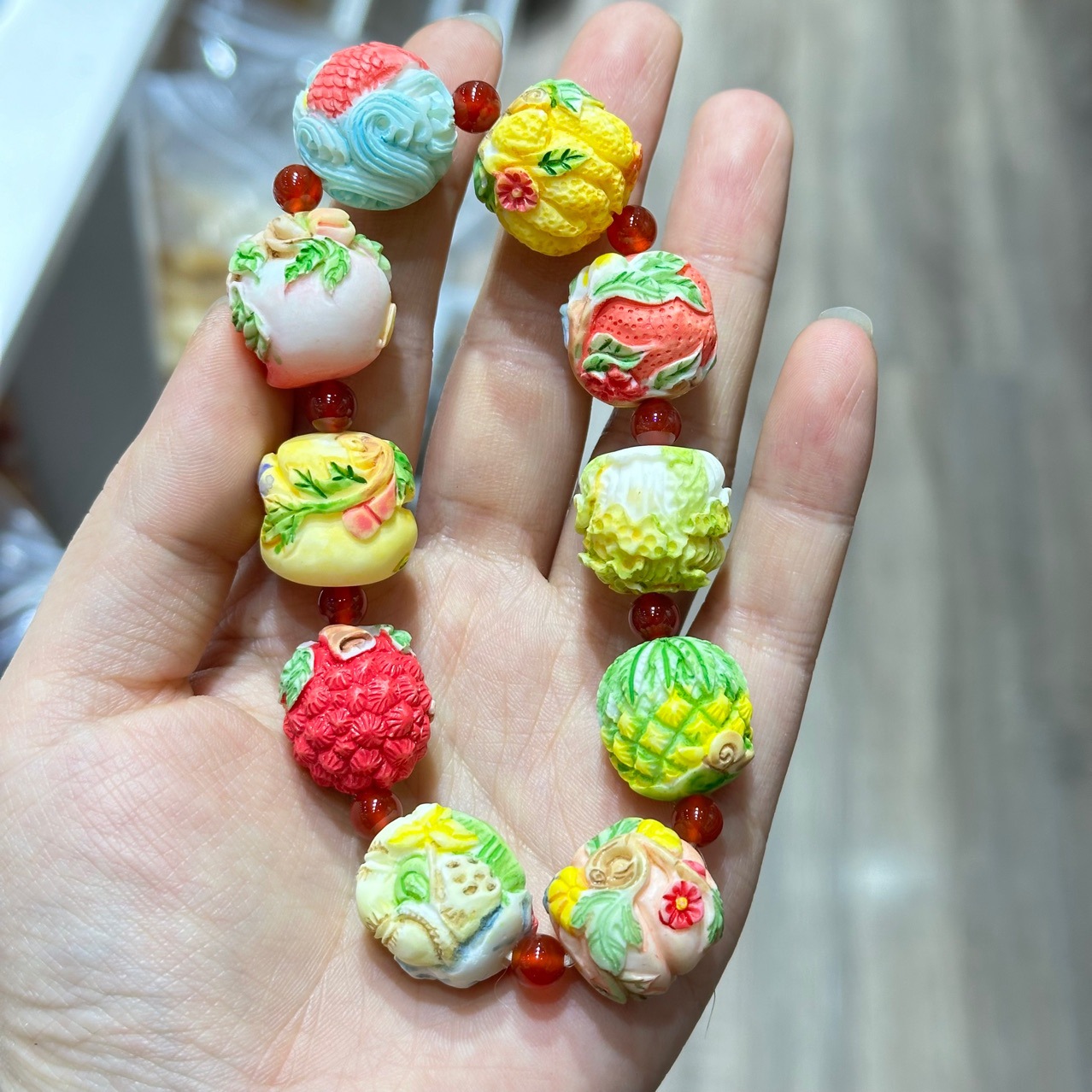 精选天然鹿角盘手串雕刻多宝佛珠男女士根付手串手链文玩饰品手工