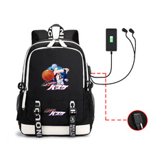 学生双肩背包主题日漫黑子的篮球印花双肩背包带USB耳绳大容量