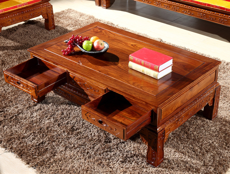 批发红木刺猬紫檀客厅茶几中式实木大平几原木非洲黄花梨茶桌功夫