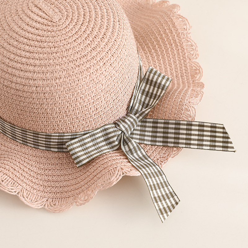 Hot Sale Children's Hat Bag Combination Bow Decoration Sun Protection Sunshade Photography Parent-Child Travel Sun Hat Straw Hat