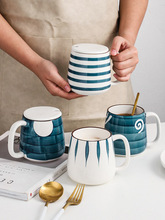 工厂定制日式手绘马克水杯大容量咖啡杯办公室陶瓷早餐杯