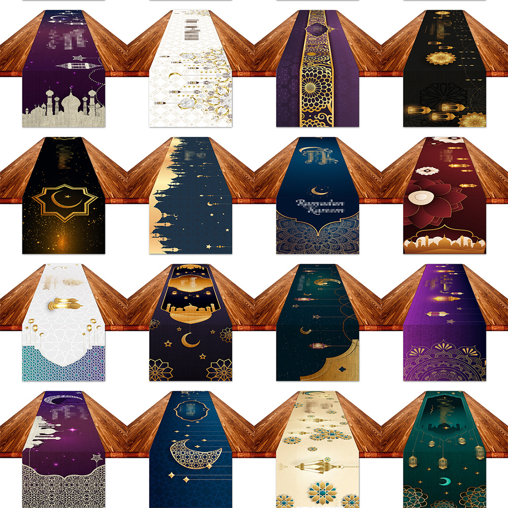 cross-border ethnic style table runner festival golden moon linen printed table decorative cloth dining table and tea table in living room tablecloth