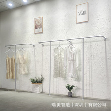 女装店货架银色服装店展示架上墙服装架落地式挂衣架子侧挂陈列架