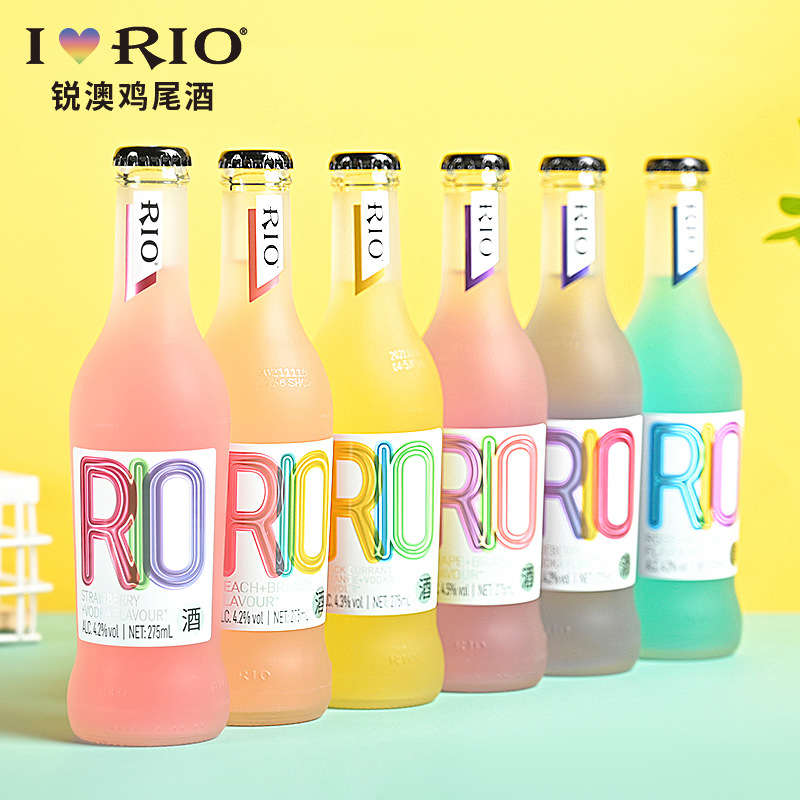 【官方正品】rio锐澳预调鸡尾酒玻璃霓虹标经典瓶275ml*12瓶果酒