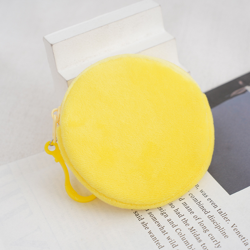 Candy Color Plush round Coin Purse Keychain Cute Wallet Lady Certificate Card Holder Simple Coin Bag Foreign Trade