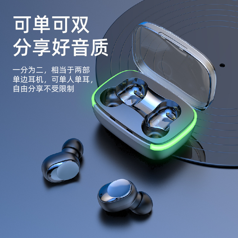 跨境新款呼吸灯y60蓝牙耳机入耳式低功耗tws无线运动耳机爆款批发