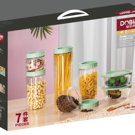 storage jar storage jar 7-piece set glass sealed can storage tank souvenirs conference event gift wholesale