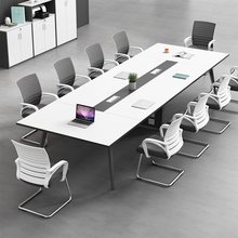 钢架会议桌简约现代办公室洽谈桌椅组合长方形会议室职员培训桌子