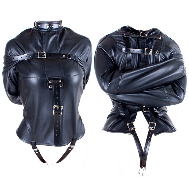 sm情趣皮革男女拘束衣自缚禁锢紧身全包约束衣捆绑束缚带道具器具