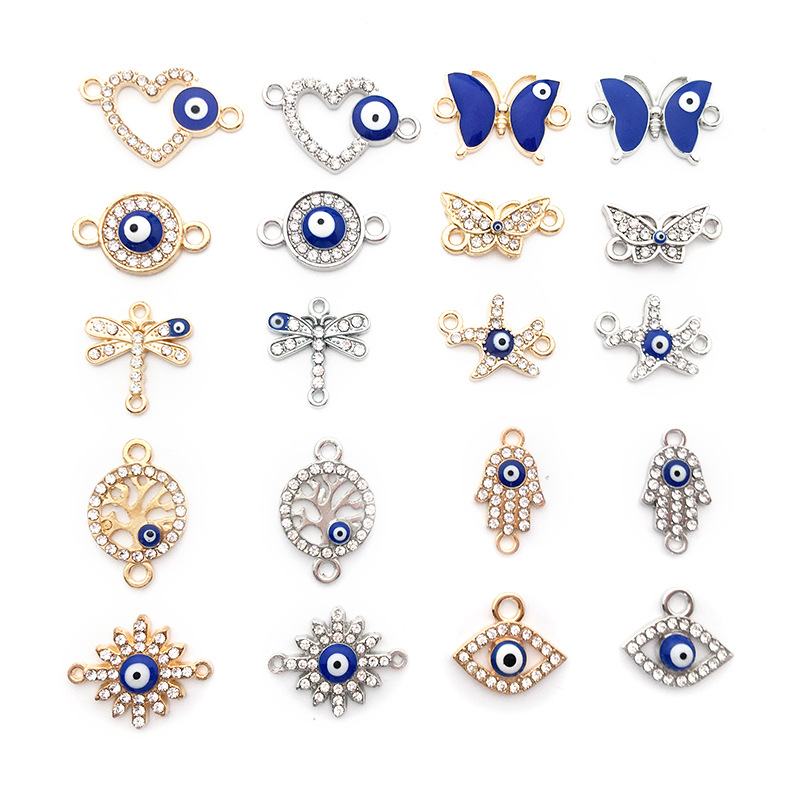 Panjia Cross-Border Foreign Trade Creative Mixed 20 Devil's Eyes Double Hole Connection Starfish Sun Dragonfly Bracelet Small Pendant
