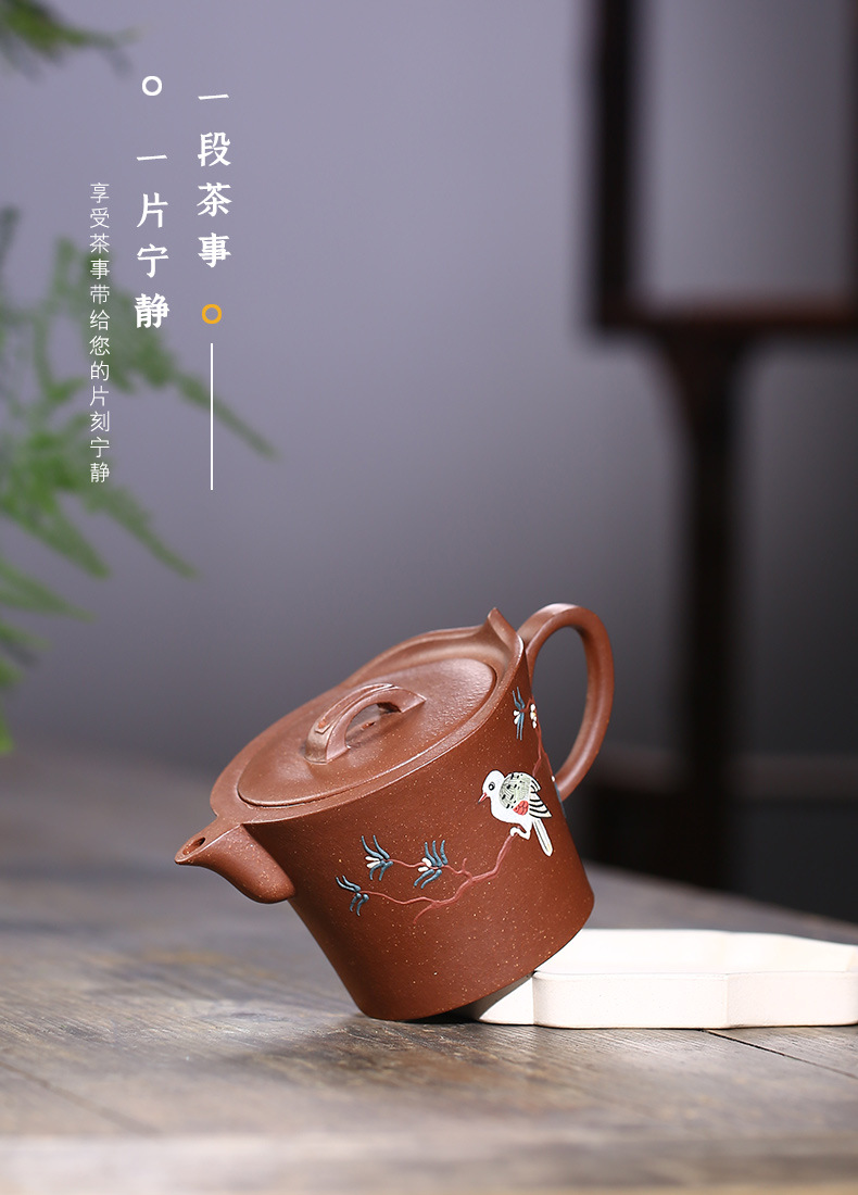 宜兴紫砂厂家批发雨中砂原矿降坡泥僧桶壶倪新安提梁壶一件代发