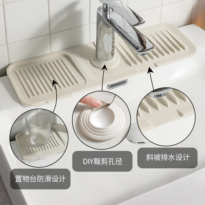 Cross-Border Silicone Faucet Splash-Proof Pad Bathroom Kitchen Pad Splash-Proof Water Draining Pad Faucet Bottom Waterproof Thickened