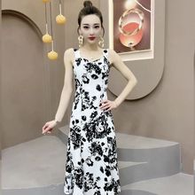 网红爆款时尚西服套装裙女2023春季新款气质印花显瘦吊带裙+外套