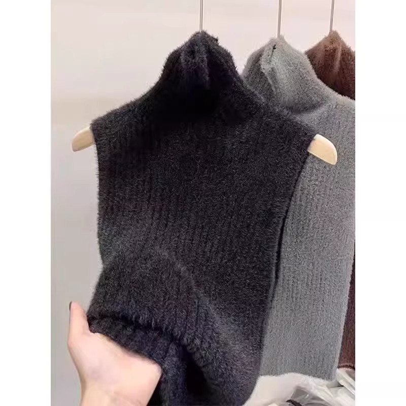 2024新款高领水貂绒内搭打底衫毛衣女针织衫无袖背心叠穿上衣