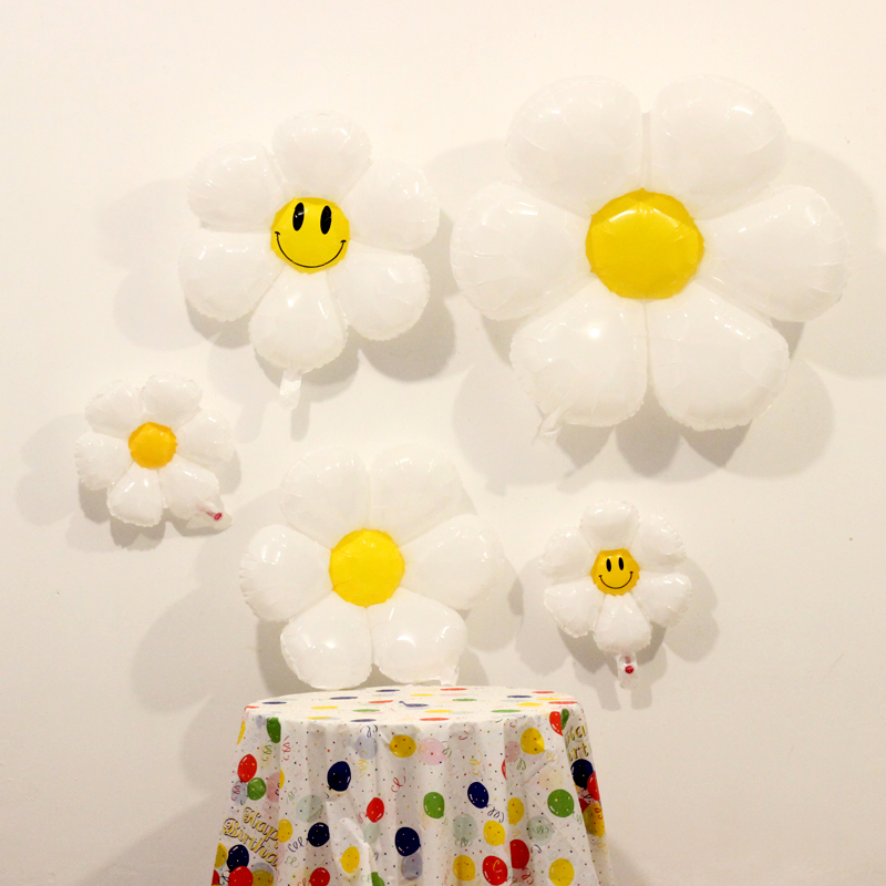 宝宝周岁装饰六一儿童拍照道具背景圆形生日派对布置小花朵气球批