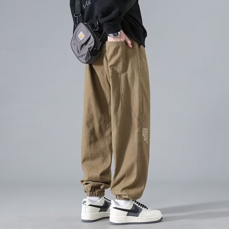 American High Street Pu Shuai Cotton Overalls Men's Spring and Autumn New Ankle-Tied Fashion Brand plus Size Casual Pants Long Pants