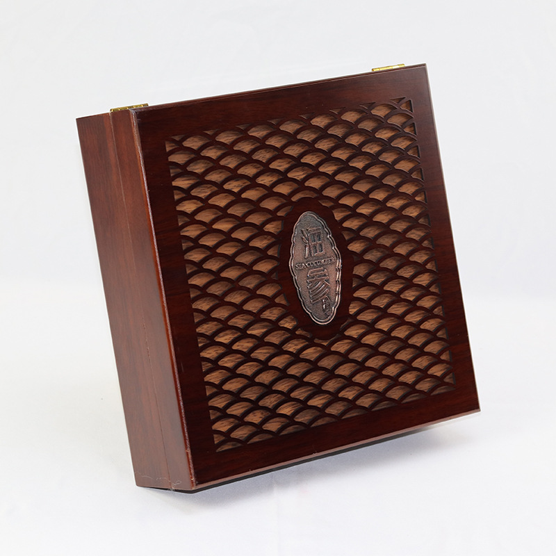 波浪面海参包装盒 贴银牌镂空海参礼品盒木盒 送礼盒子空盒批发