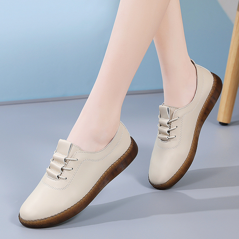 牛筋底豆豆鞋真皮