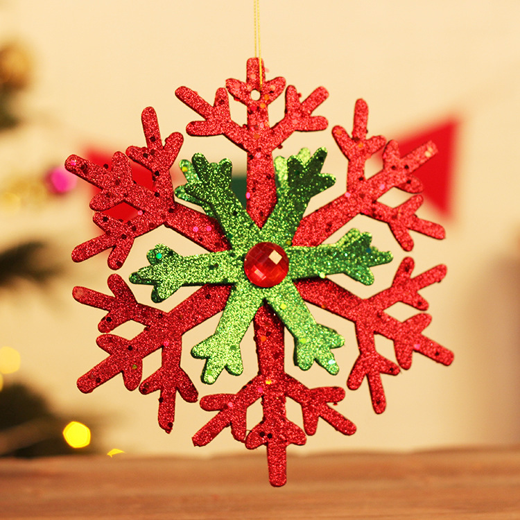 六一节日装饰店铺商场开业吊顶立体带钻彩色雪花片店橱窗布置挂饰