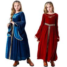 外贸新款儿童女中世纪复古宫廷长裙公主连衣裙派对舞台表演服女装
