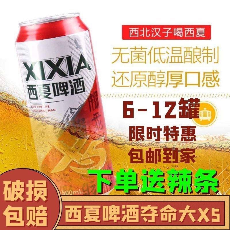 宁夏西夏x5啤酒夺命大x5听装500ml嘉士伯熟黄银川产啤酒乌苏同厂