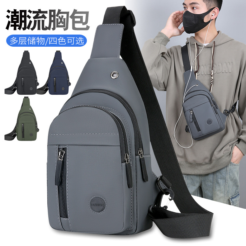 Bags New Casual Men's Chest Bag Cross-Border Wholesale Commuter Messenger Bag Lightweight Breathable Business Shoulder Bag Men's Bag