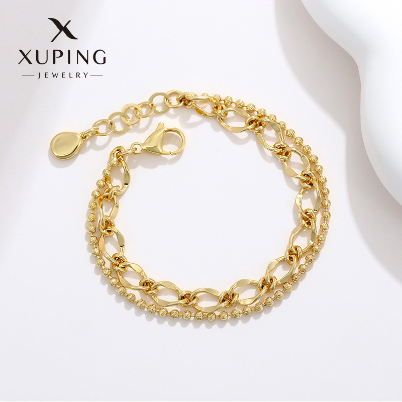 xuping jewelry european and american niche design double-layer bracelet female ins light luxury simple personality bracelet female wholesale