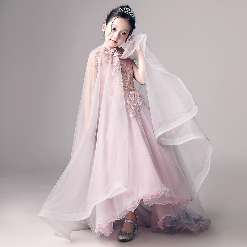 儿童礼服公主裙女童婚纱蓬蓬纱拖尾花童小主持人走秀晚礼服演出服