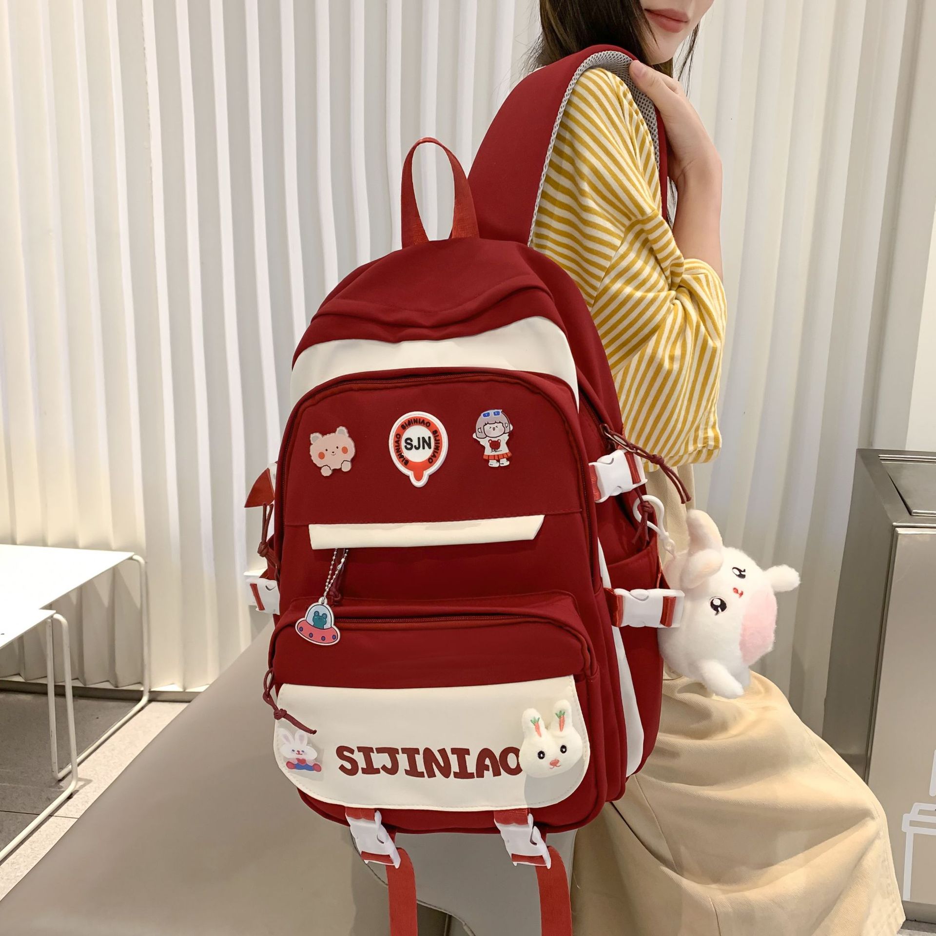 书包女生新款小学生三到六年级韩版ins校园初高中学生撞色双肩包