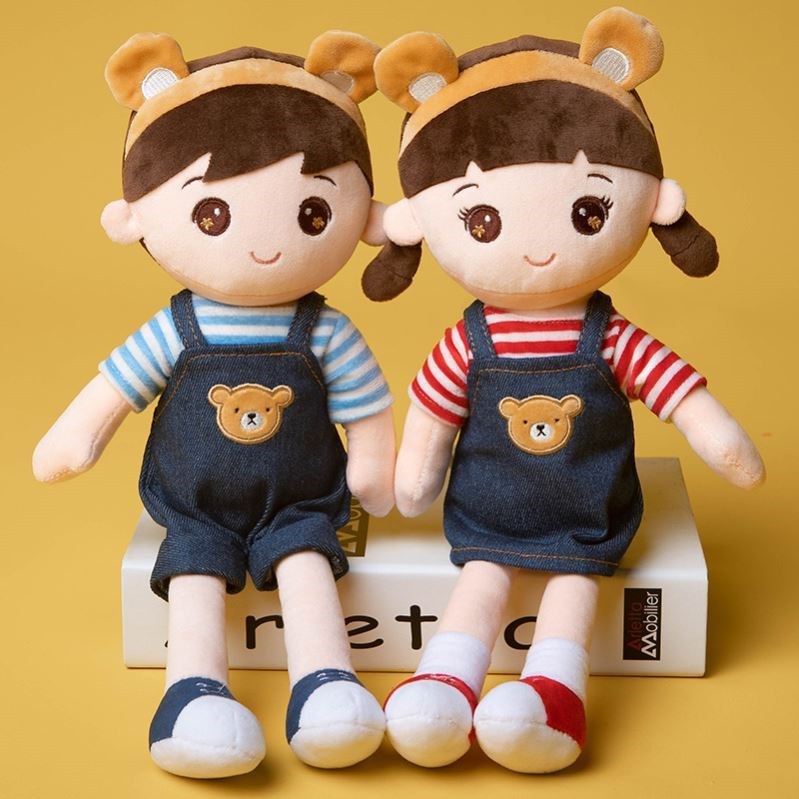 布娃娃女宝宝玩偶人形小女孩衣服可脱床头摆件大不掉毛婴儿玩具
