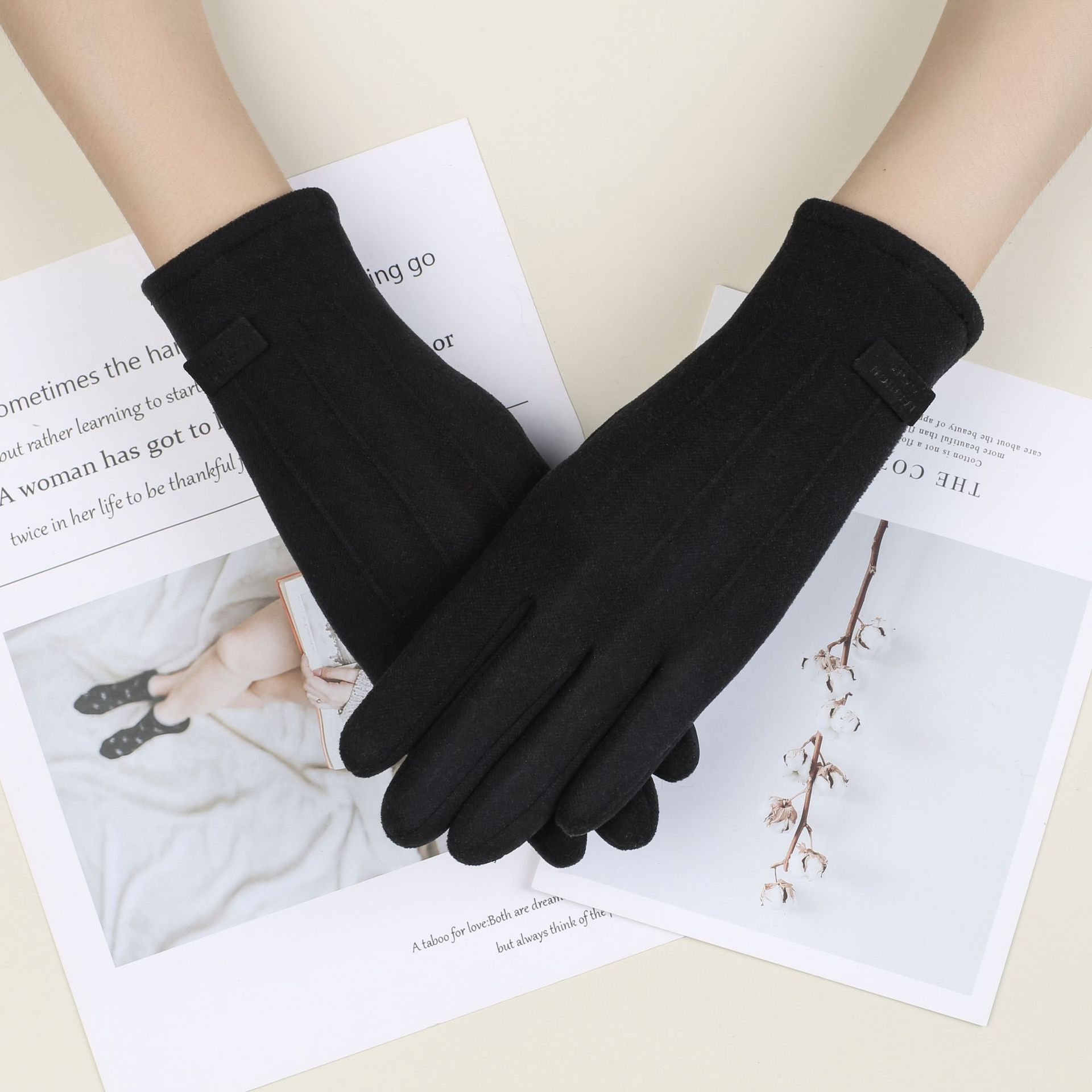Autumn and Winter Imitation Rabbit Velvet Gloves Women's Bicycle Gloves Spring, Autumn and Winter Touch Screen Warm Sports Cycling Gloves Wholesale