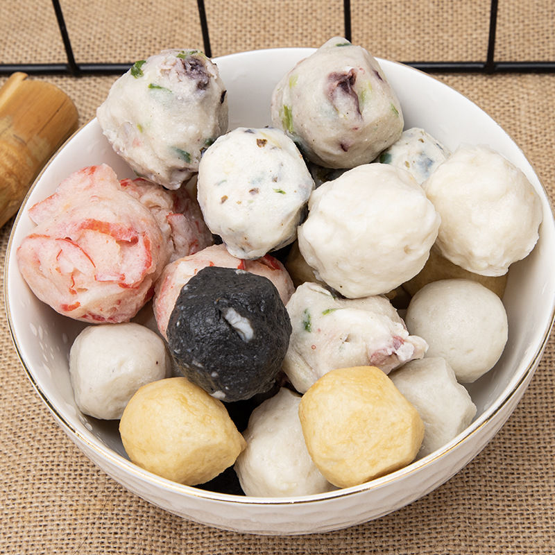 七彩海鲜丸七彩丸关东煮火锅麻辣烫食材鱼丸餐厅丸子500克