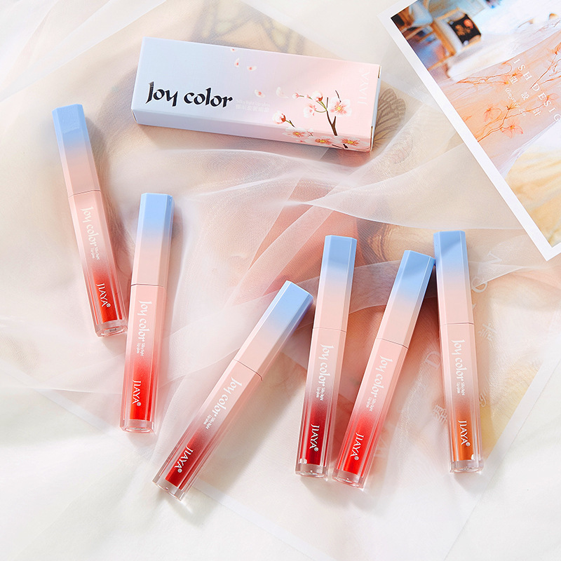 Jiaya Gradient Mirror Lip Lacquer Sets of Boxes Easy to Color No Stain on Cup China-Made Makeup Six Gift Boxes Lipstick for Students