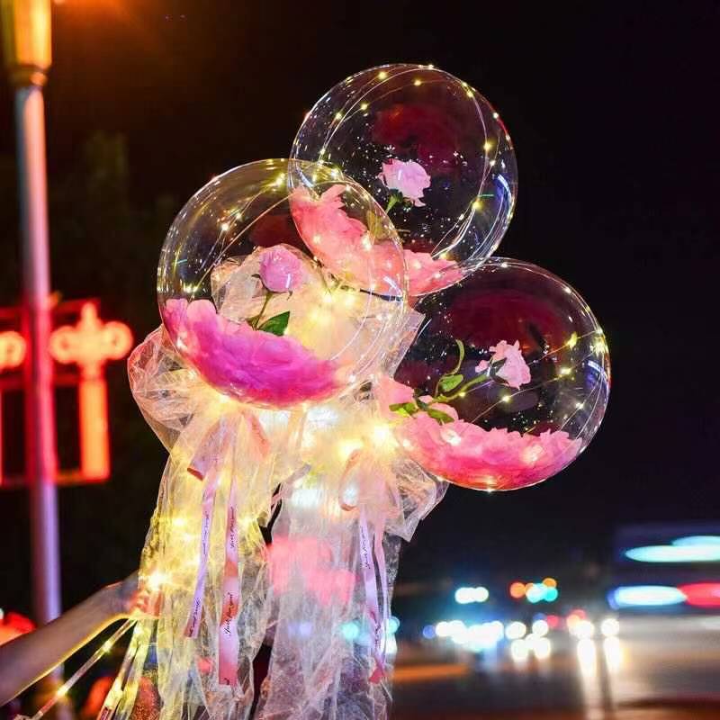 Internet Celebrity Flash Bounce Ball Bouquet with Light Rose Bounce Ball Luminous Balloon Night Market Stall Toy Wholesale