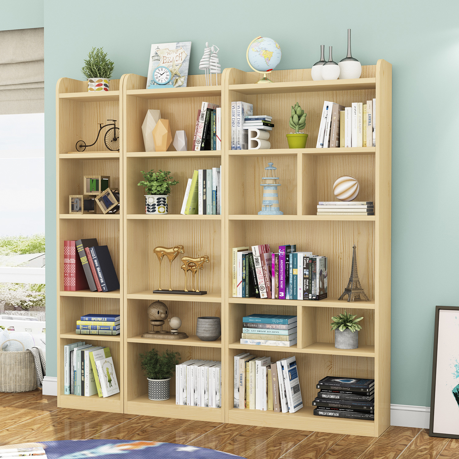 简易书架置物架落地书柜初中生用.