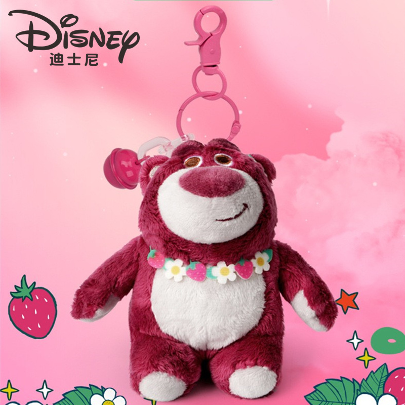 Genuine Disney Doll Stitch Doll Strawberry Bear Plush Toy Story Ornaments Lovely Bag Pendant