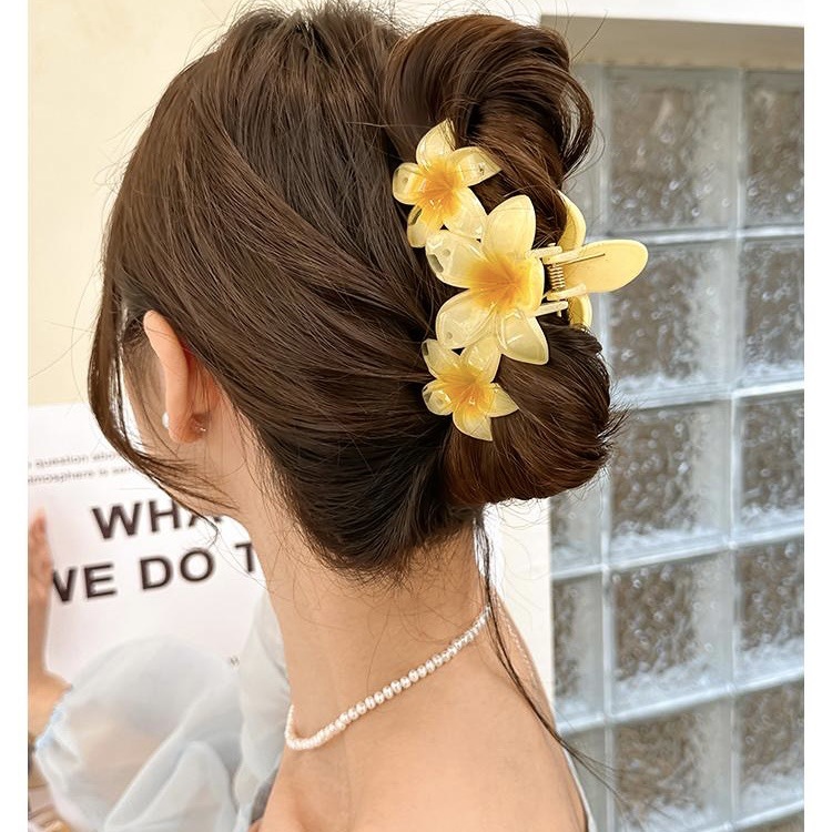 Cross-Border One-Piece Egg Flower Clip Seaside Holiday Flower Hairpin Updo Shark Clip Hair Accessories Headdress