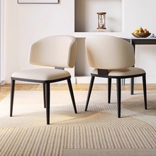 意式极简餐椅家用现代设计师款靠背北欧侘寂风米白色客厅吃饭椅子