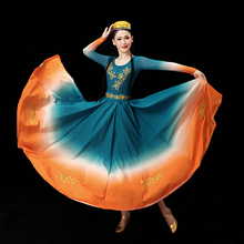 新款新疆舞蹈演出服大摆裙女维吾族舞练习裙艺考少数民族舞蹈服装
